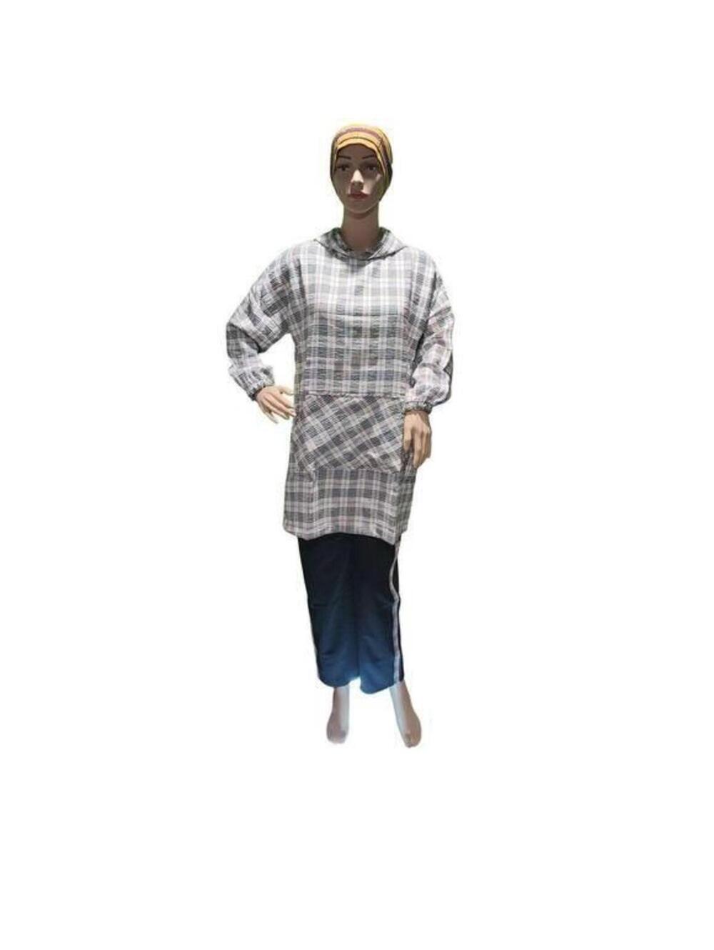 Tracksuit Set: Plaid Checked Print Long Sleeves Hooded Shirt Outwear Jacket